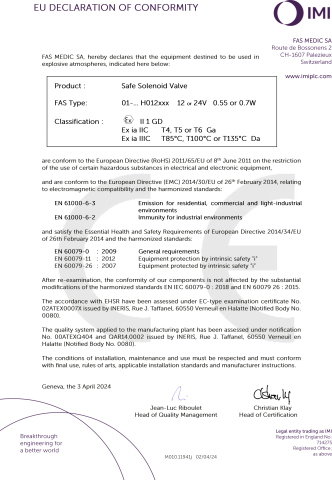 IMI Life Science 02ATEX0007X